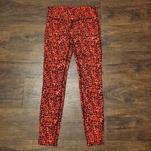 Nike Leopard S Red Orange Spoted Animal Print Running Leggings Reflective